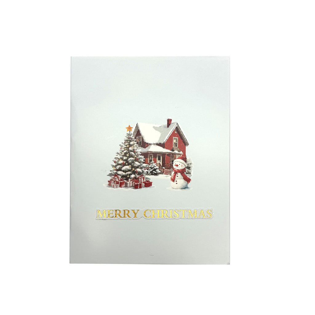 3D Snowman Pop-Up Christmas Card | Handmade Night City & Winter Forest Holiday Gift