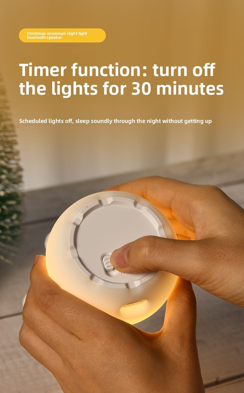 Christmas Snowman Silicone Tap Light Bluetooth Speaker | Healing Ambient Lamp & Holiday Gift