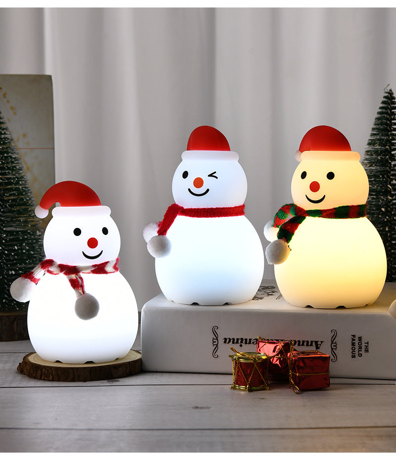 Christmas Snowman Silicone Tap Light Bluetooth Speaker | Healing Ambient Lamp & Holiday Gift