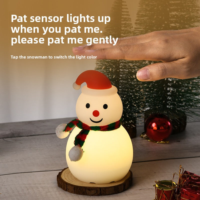 Christmas Snowman Silicone Tap Light Bluetooth Speaker | Healing Ambient Lamp & Holiday Gift