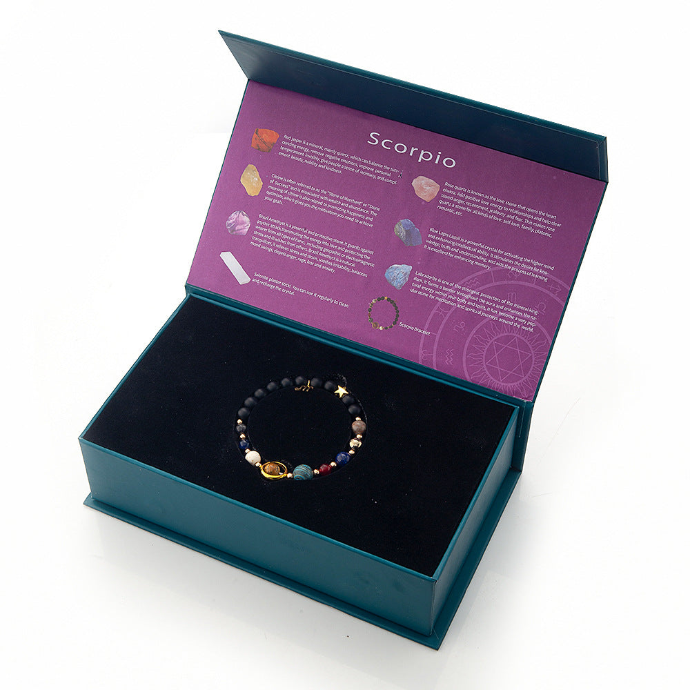 Twelve Constellations Crystal Raw Stone Set Box – Natural Crystal Mineral Specimens | Zodiac Healing Raw Stones | Christmas Holiday Gift Ornament