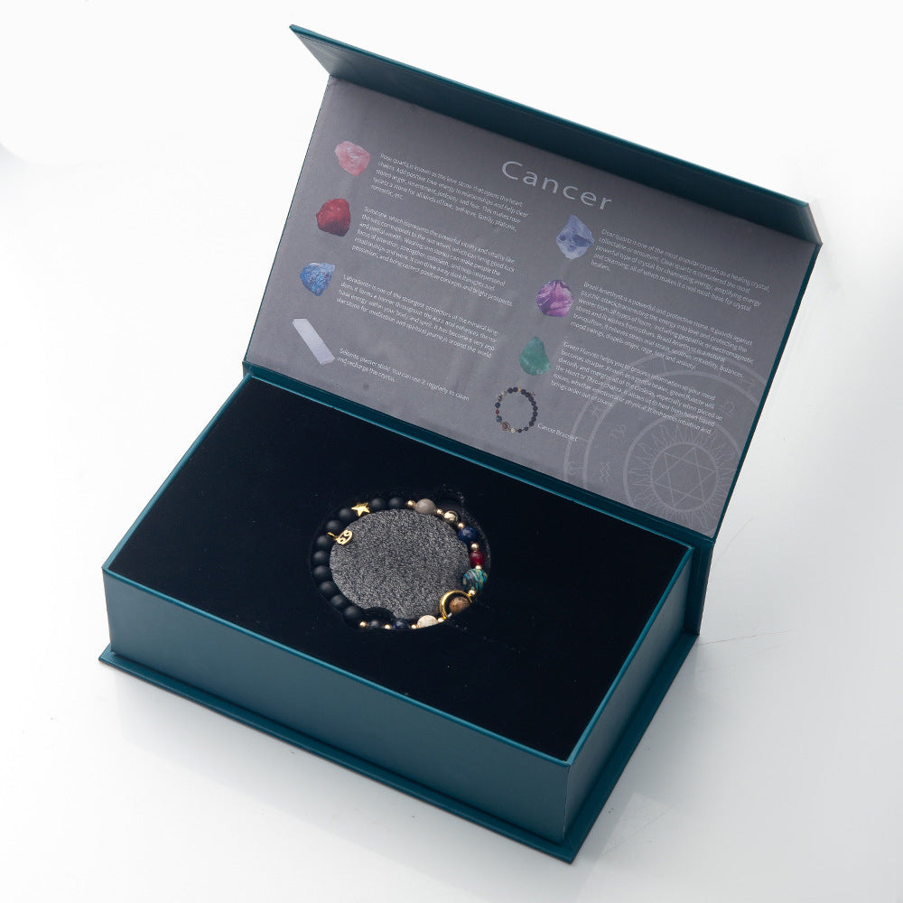 Twelve Constellations Crystal Raw Stone Set Box – Natural Crystal Mineral Specimens | Zodiac Healing Raw Stones | Christmas Holiday Gift Ornament