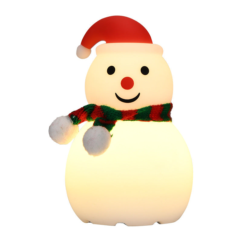 Christmas Snowman Silicone Tap Light Bluetooth Speaker | Healing Ambient Lamp & Holiday Gift