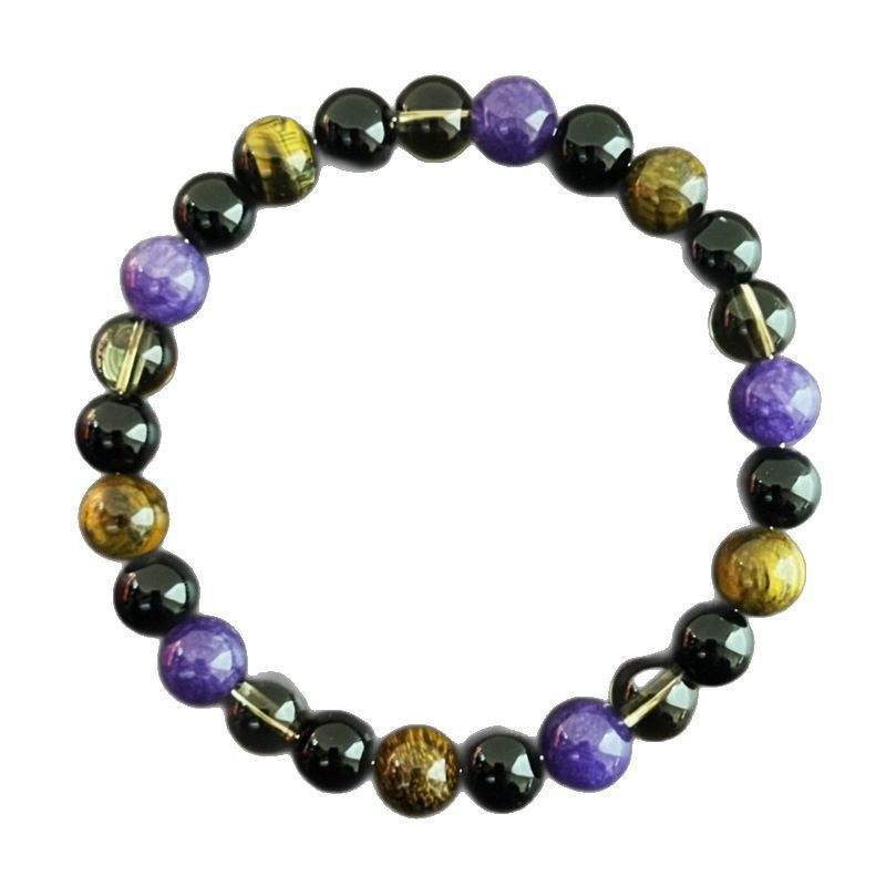 Tiger Eye, Amethyst & Obsidian Protection Bracelet | Negative Energy Shield & Aura Guard