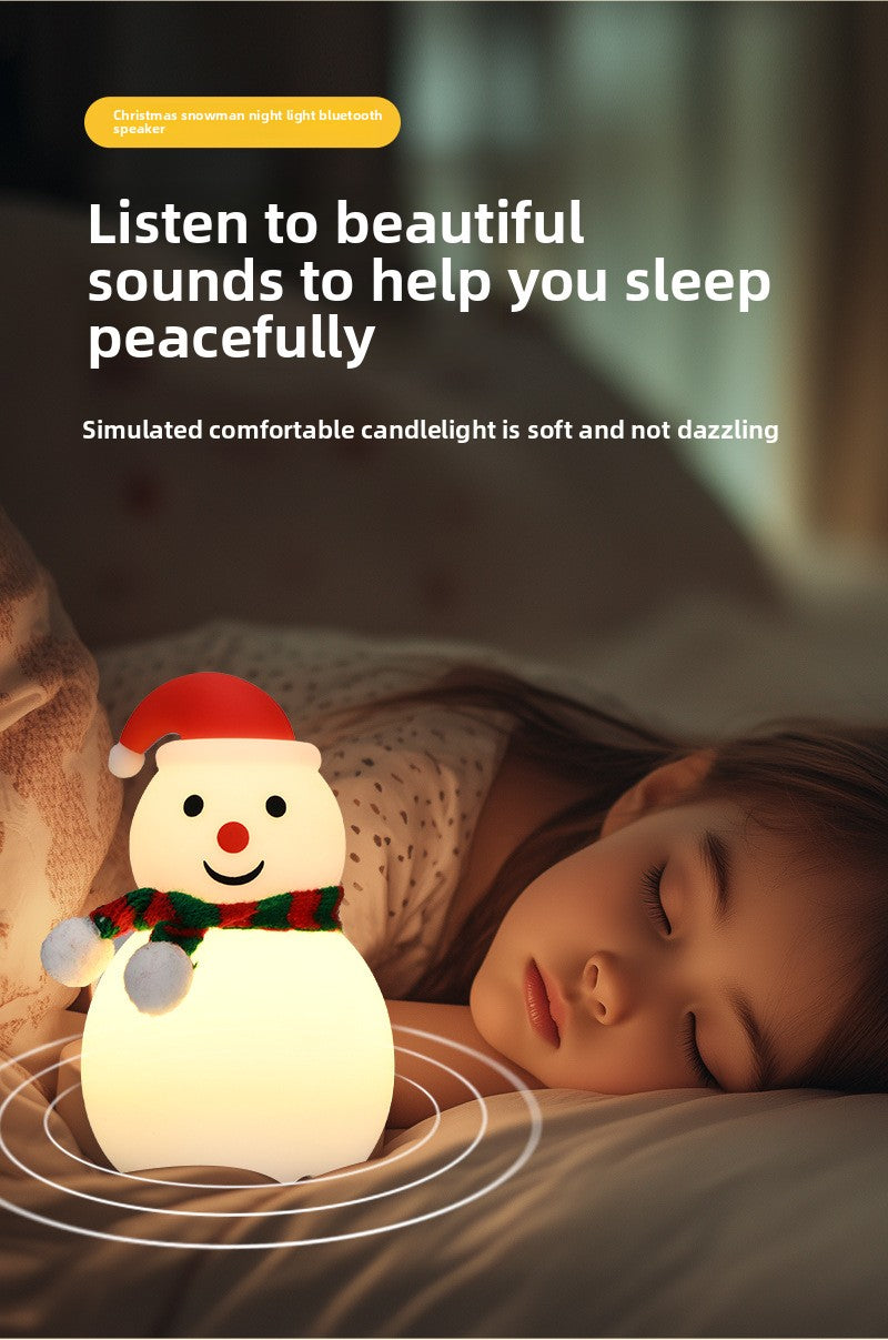 Christmas Snowman Silicone Tap Light Bluetooth Speaker | Healing Ambient Lamp & Holiday Gift