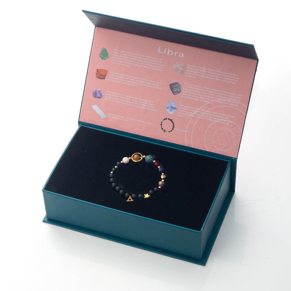 Twelve Constellations Crystal Raw Stone Set Box – Natural Crystal Mineral Specimens | Zodiac Healing Raw Stones | Christmas Holiday Gift Ornament