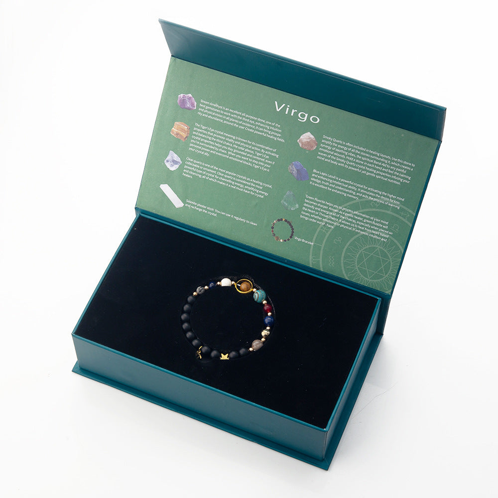 Twelve Constellations Crystal Raw Stone Set Box – Natural Crystal Mineral Specimens | Zodiac Healing Raw Stones | Christmas Holiday Gift Ornament