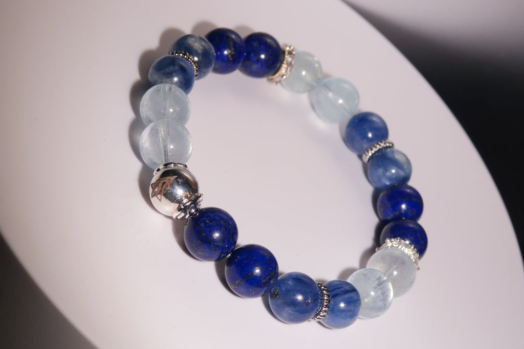 Throat Chakra Healing Bracelet - "Voro of Throat" | Authentic Expression & Communication Clarity | Speak Your Truth | Gemstone Energy Jewelry