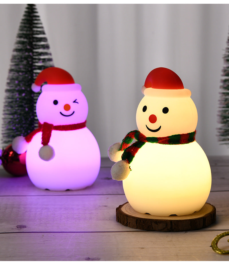 Christmas Snowman Silicone Tap Light Bluetooth Speaker | Healing Ambient Lamp & Holiday Gift