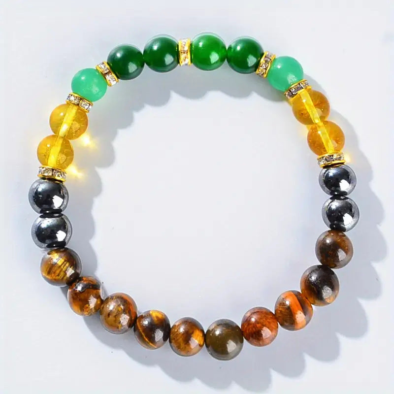 Tiger Eye & Green Crystal Wealth Bracelet | Money, Prosperity & Good Luck Healing Jewelry