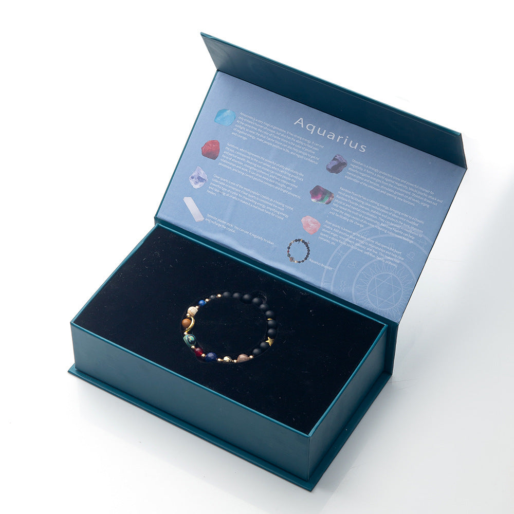 Twelve Constellations Crystal Raw Stone Set Box – Natural Crystal Mineral Specimens | Zodiac Healing Raw Stones | Christmas Holiday Gift Ornament