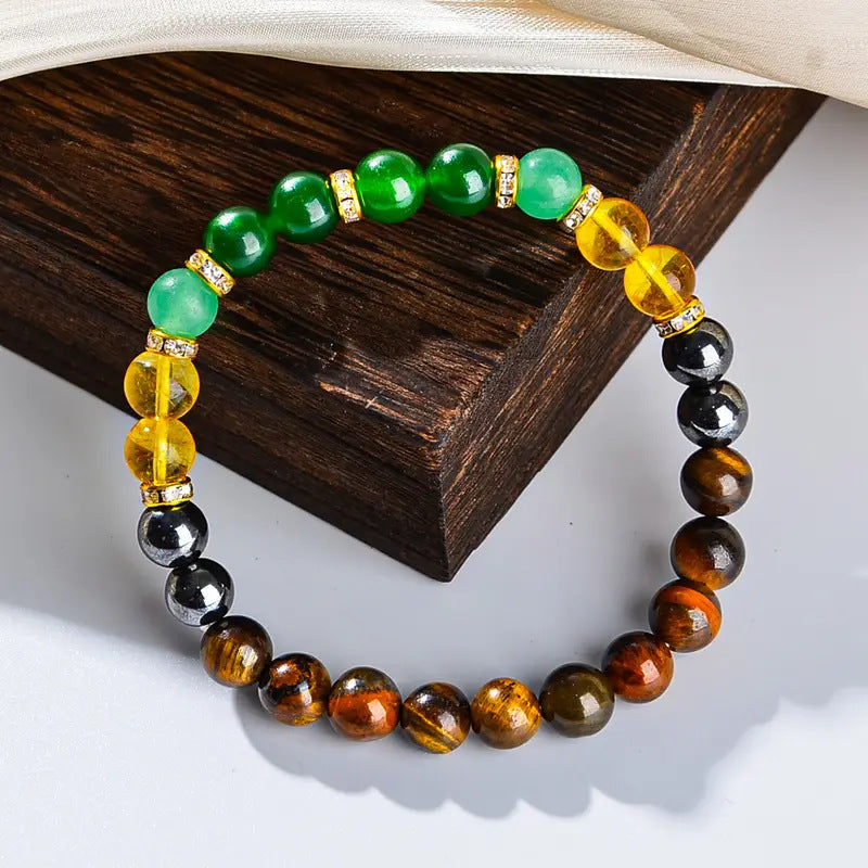 Tiger Eye & Green Crystal Wealth Bracelet | Money, Prosperity & Good Luck Healing Jewelry