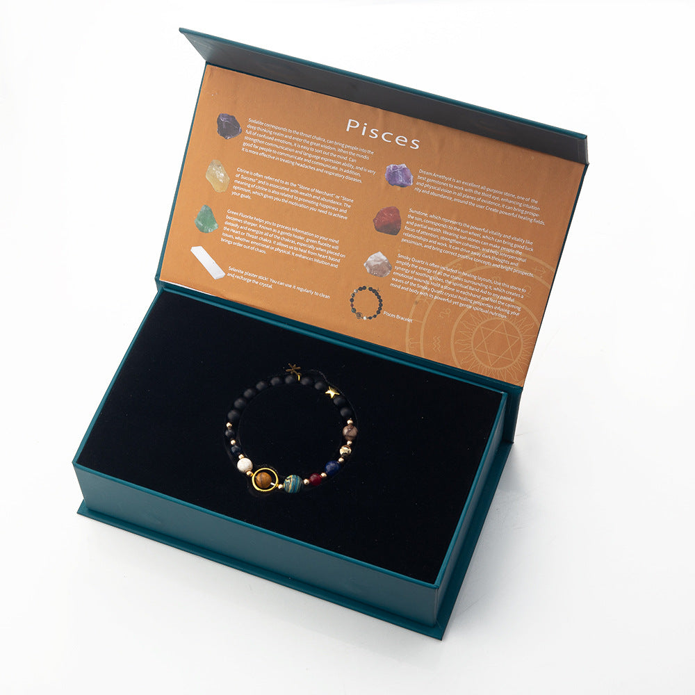Twelve Constellations Crystal Raw Stone Set Box – Natural Crystal Mineral Specimens | Zodiac Healing Raw Stones | Christmas Holiday Gift Ornament