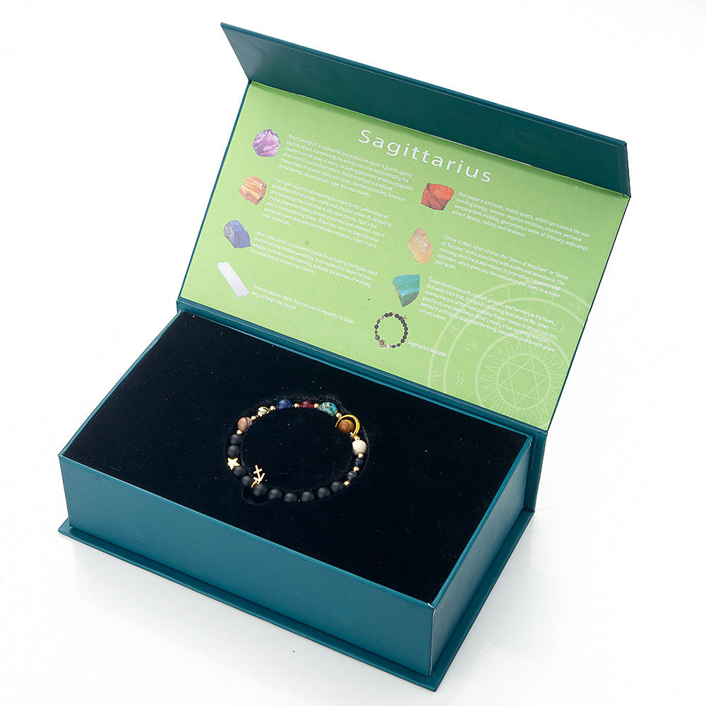 Twelve Constellations Crystal Raw Stone Set Box – Natural Crystal Mineral Specimens | Zodiac Healing Raw Stones | Christmas Holiday Gift Ornament